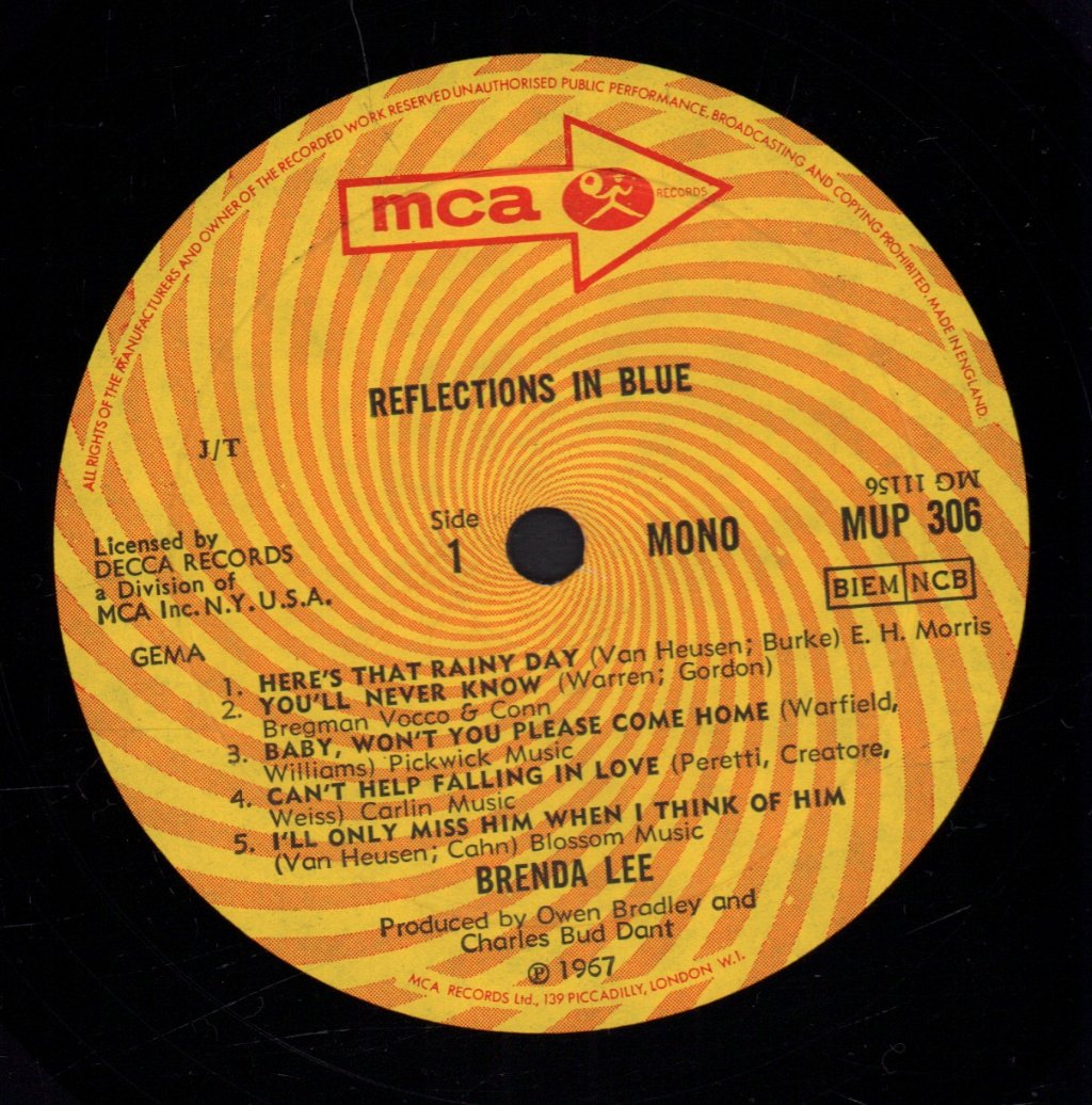 Brenda Lee - Reflections In Blue - Lp