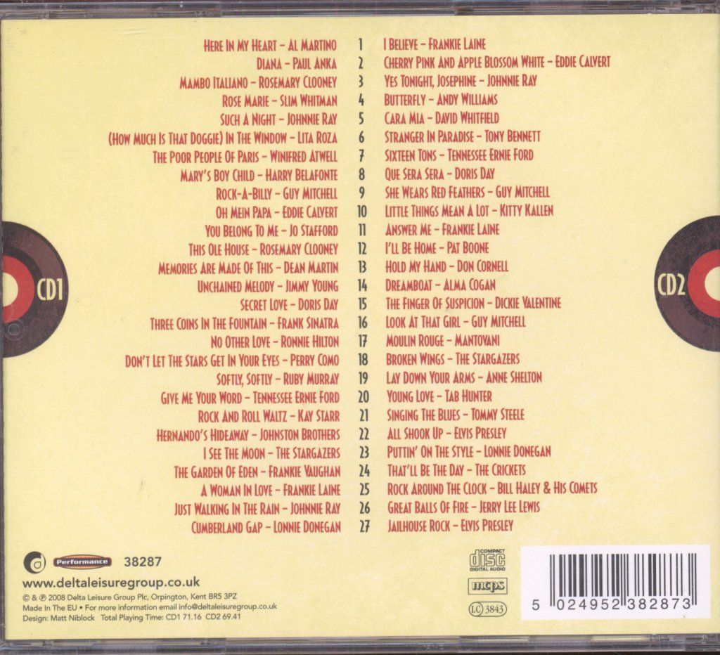 Various Artists - Number 1 Hits Of The 1950s - Double Cd