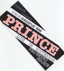 Prince - Feijenoord Stadion Rotterdam 17-19/8/88 - Sticker
