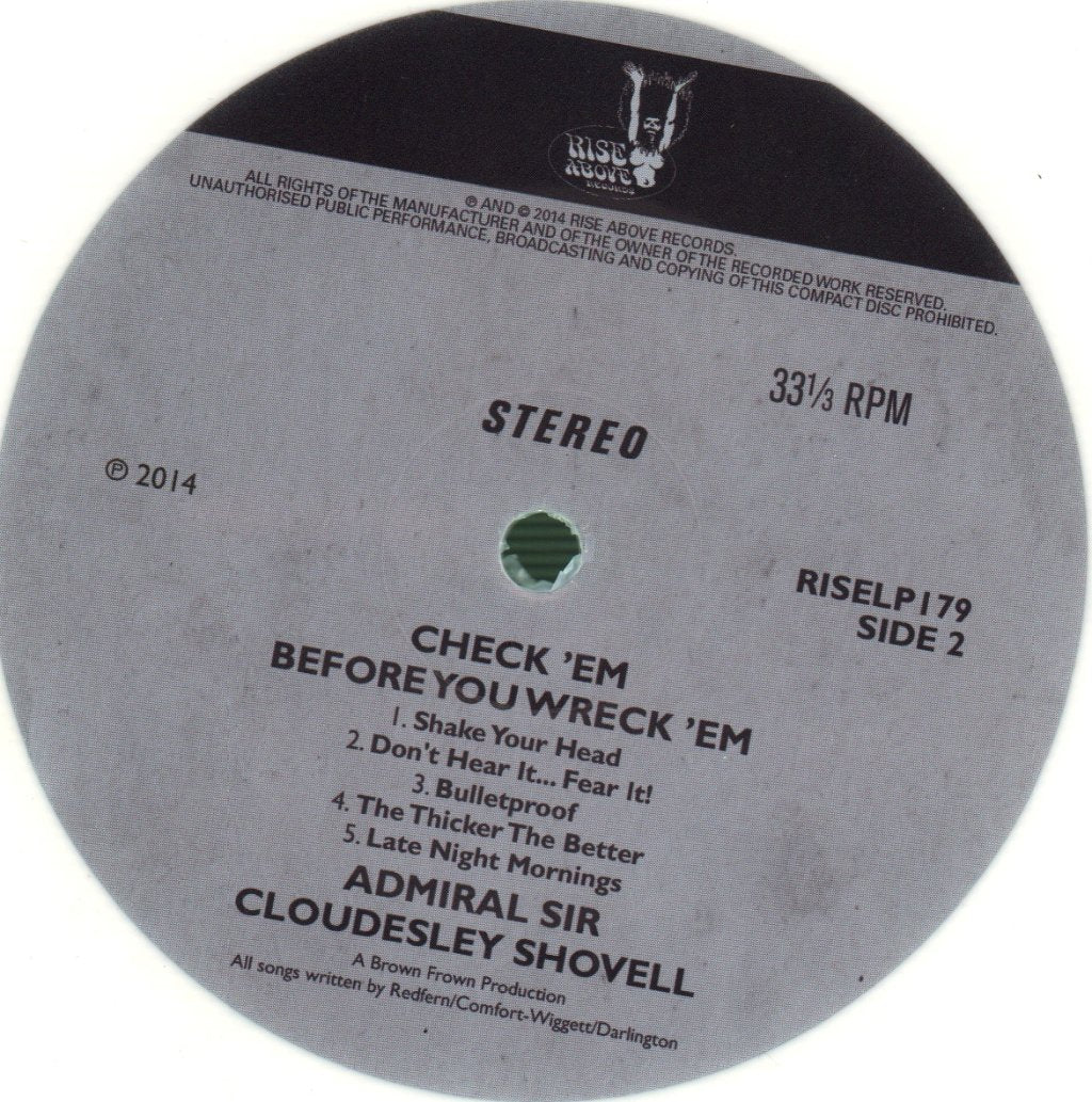 Admiral Sir Cloudesley Shovell - Check 'Em Before You Wreck 'Em - Lp