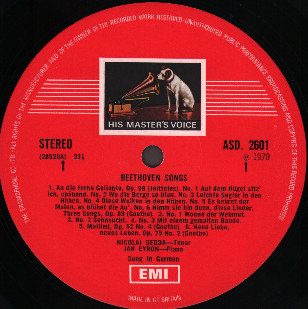 Nicolai Gedda / Jan Eyron - Beethoven Songs Including "An Die Ferne Geliebte" - Lp