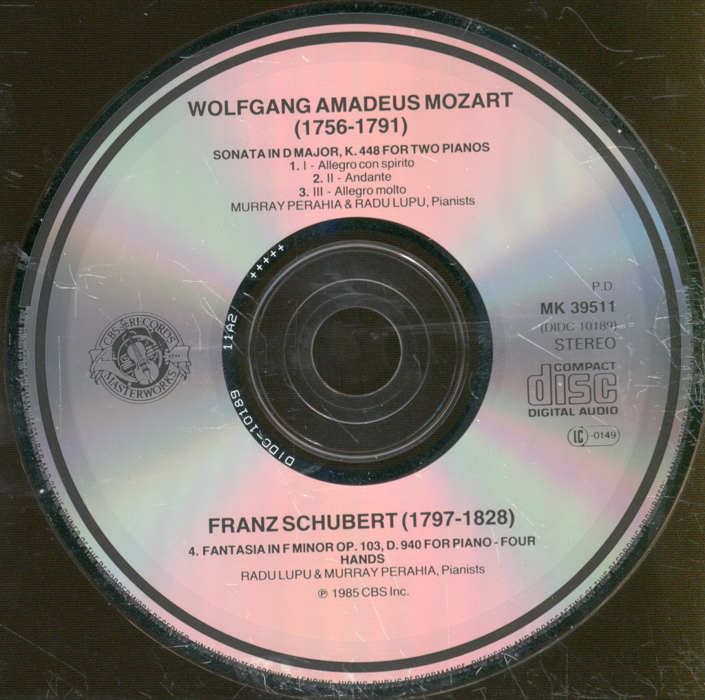 Murray Perahia • Radu Lupu - Mozart / Schubert - Sonata K. 448 / Fantasia, Op.103, D 940 - Cd
