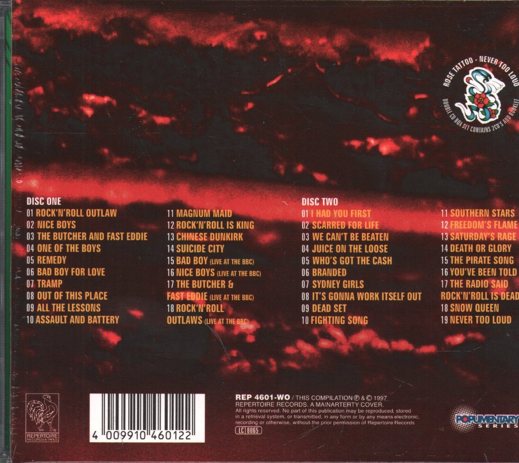 Rose Tattoo - Never Too Loud - Double Cd