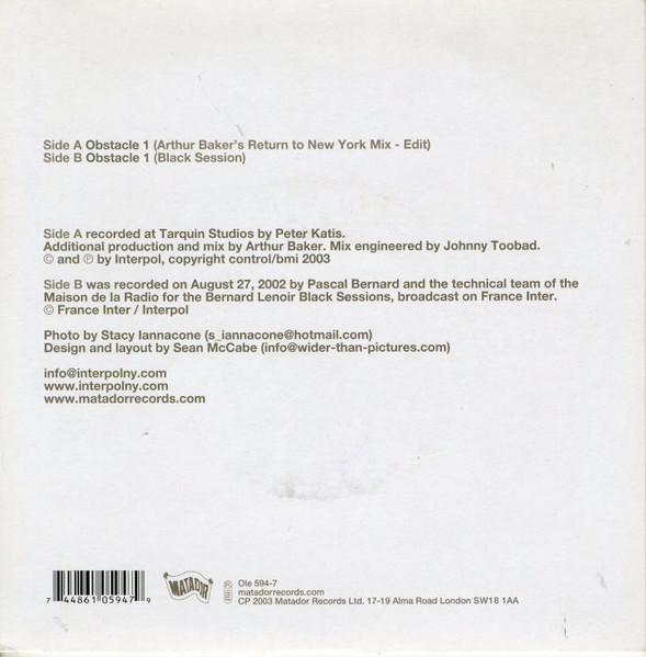 Interpol - Obstacle 1 (Arthur Baker Remix) - 7 Inch