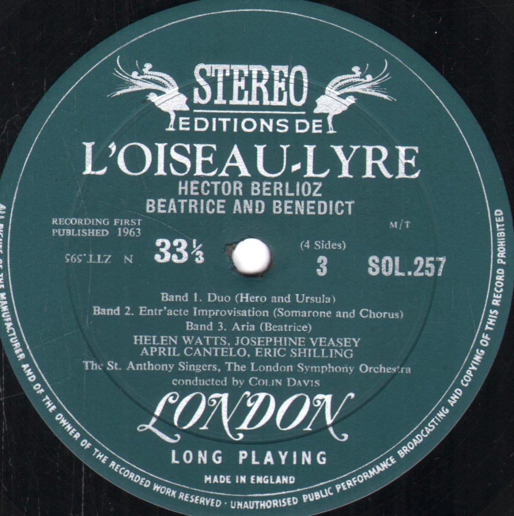 April Cantelo / Josephine Veasey / Helen Watts / Colin Davis / London Symphony Orchestra - Berlioz - Beatrice Et Benedict - Double Lp