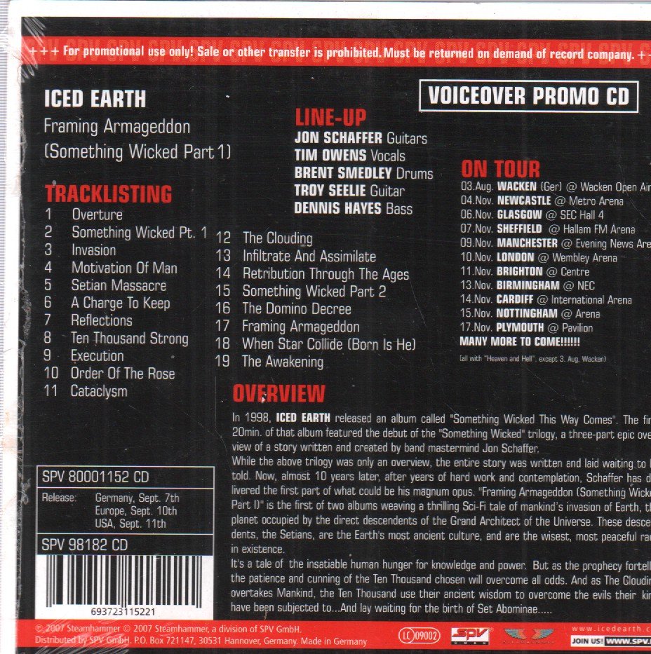 Iced Earth - Framing Armageddon - Cd