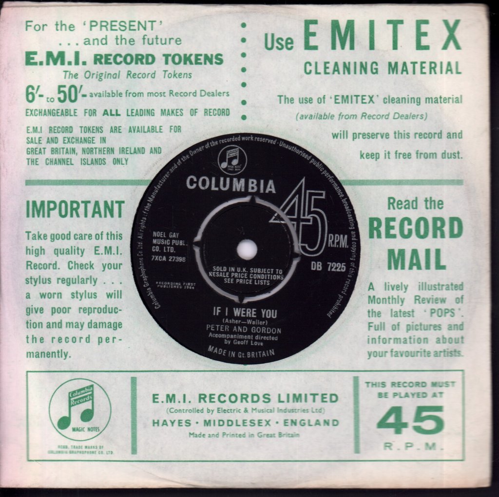 Peter And Gordon - A World Without Love - 7 Inch