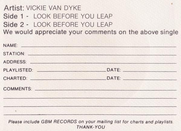 Vickie Van Dyke - Look Before You Leap - 7 Inch