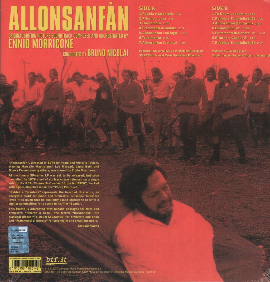 Ennio Morricone - Allonsanfan (Original Motion Picture Soundtrack) - Lp