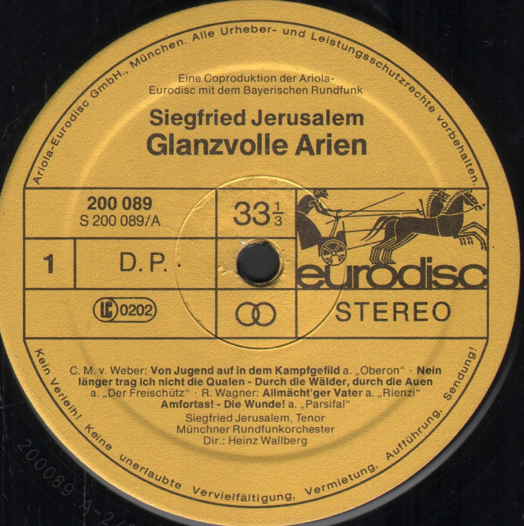 Siegfried Jerusalem - Glanzvolle Arien - Lp