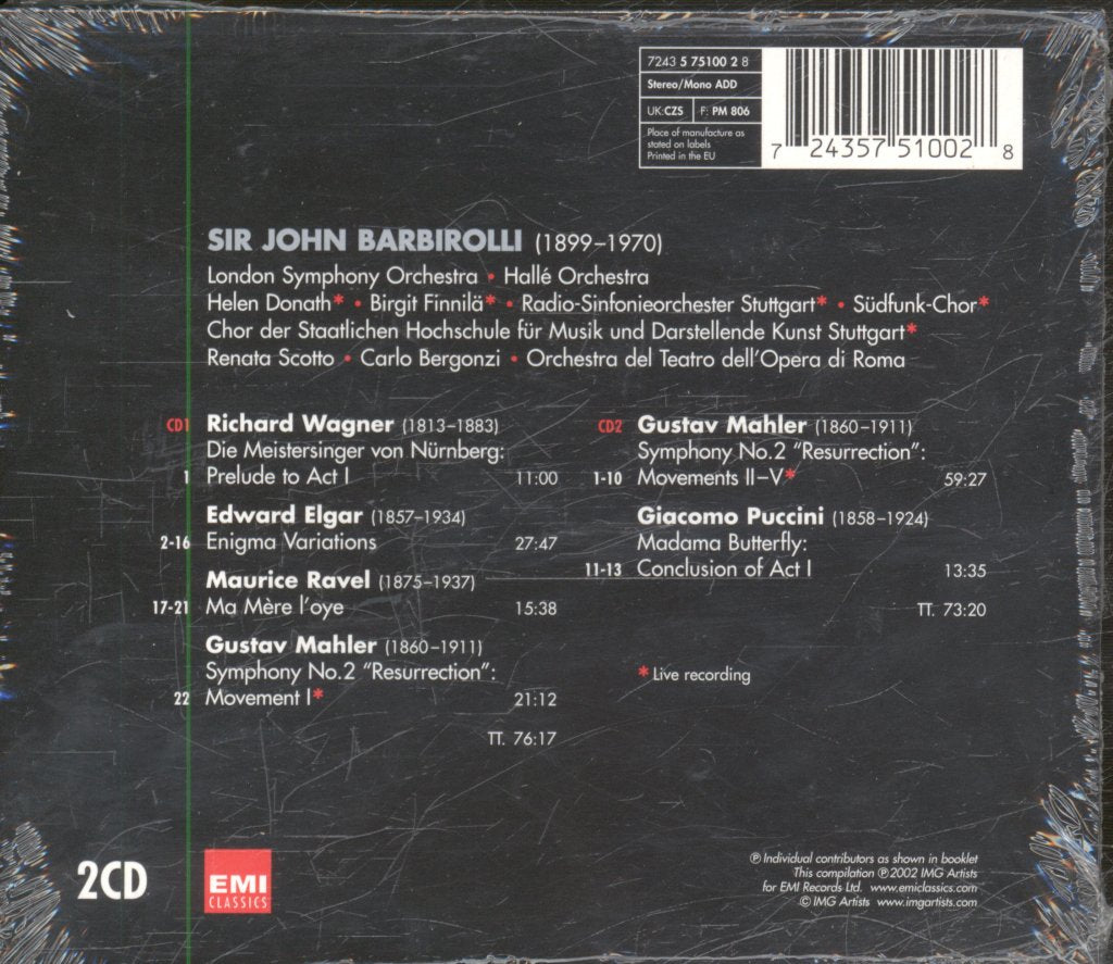 Sir John Barbirolli - Wagner / Elgar / Ravel / Mahler / Puccini - Double Cd