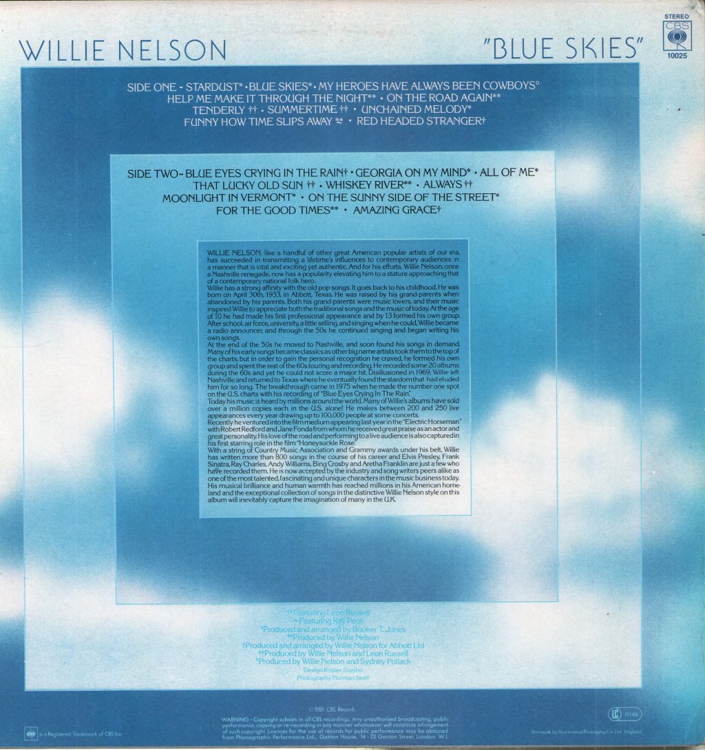 Willie Nelson - Blue Skies - Lp