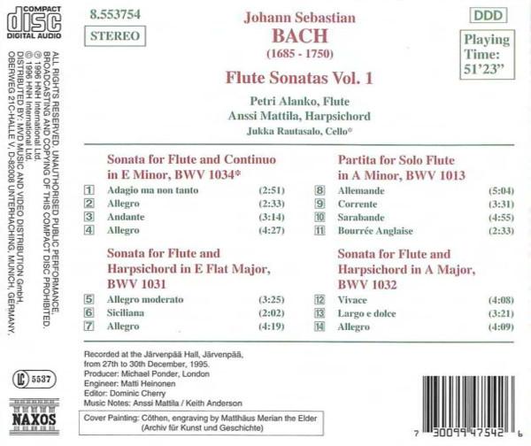 Petri Alanko, Anssi Mattila, Jukka Rautasalo - Bach - Flute Sonatas Vol. 1 - Cd