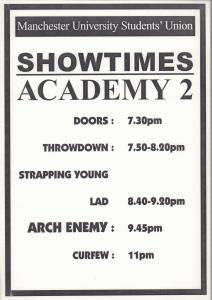 Arch Enemy - Showtimes - Manchester Academy 2 - Poster