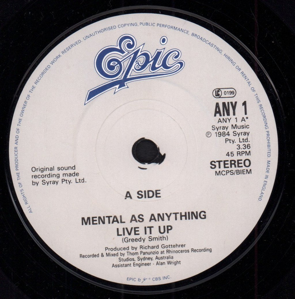 Mental As Anything - Live It Up - 7 Inch