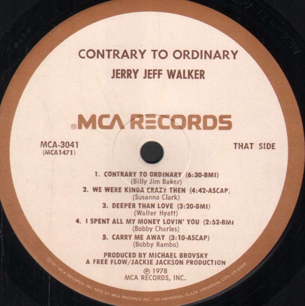 Jerry Jeff Walker - Contrary To Ordinary - Lp
