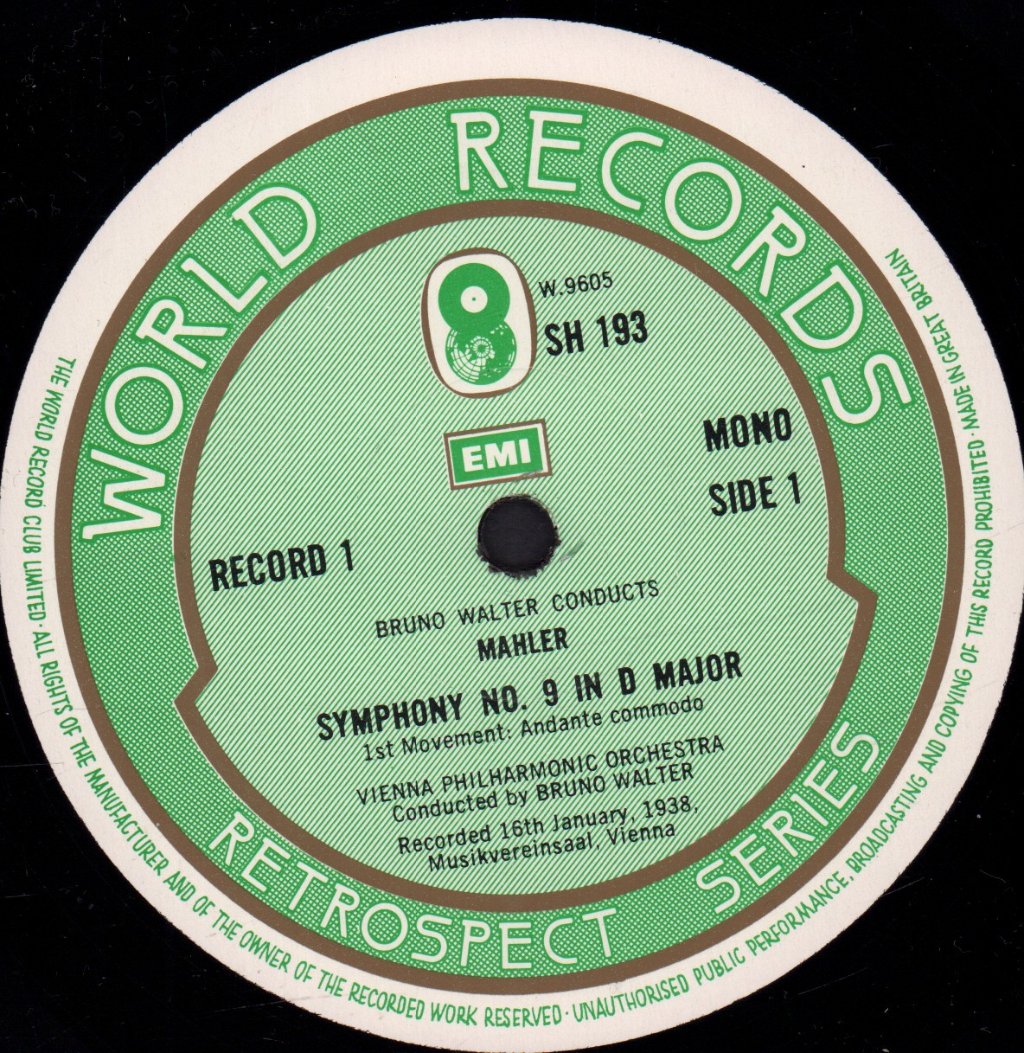 Vienna Philharmonic Orchestra - mahler Symphony No. 9 In D Major - Double Lp