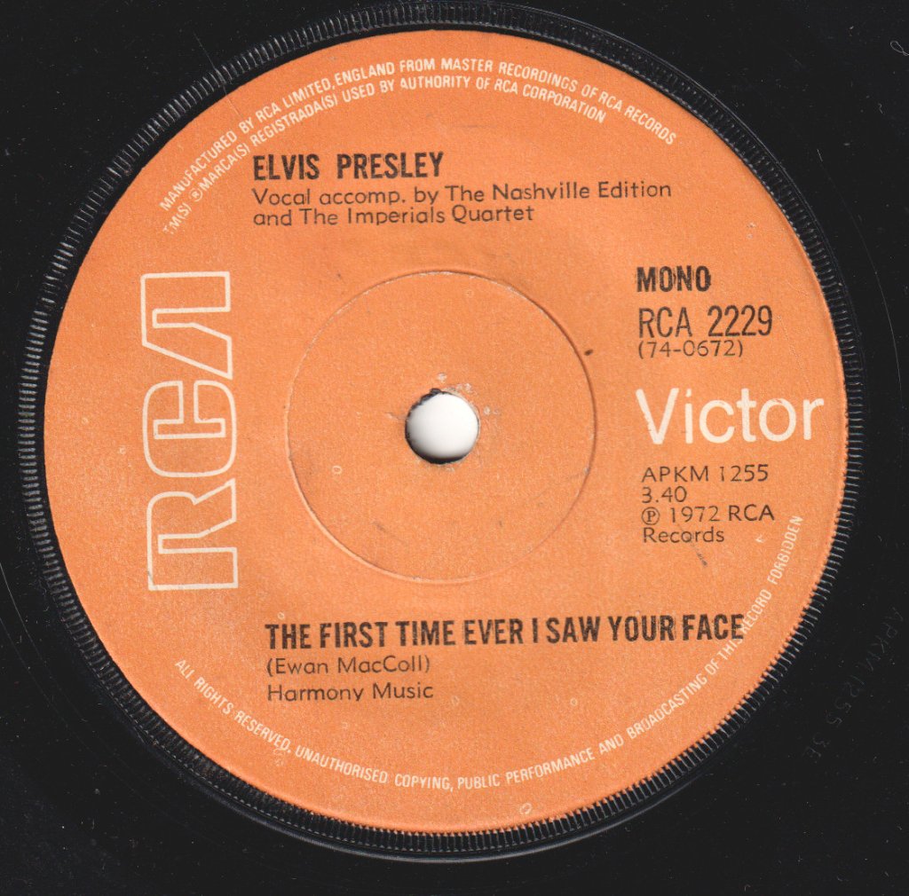 Elvis Presley - First Time Ever I Saw Your Face - 7 Inch