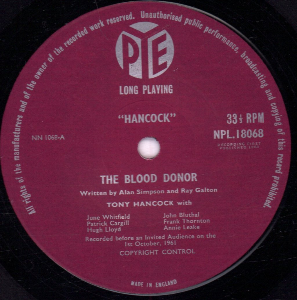 Tony Hancock - Blood Donor And The Radio Ham - Lp