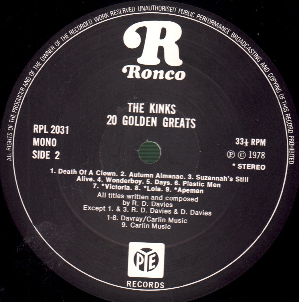 Kinks - 20 Golden Greats - Lp