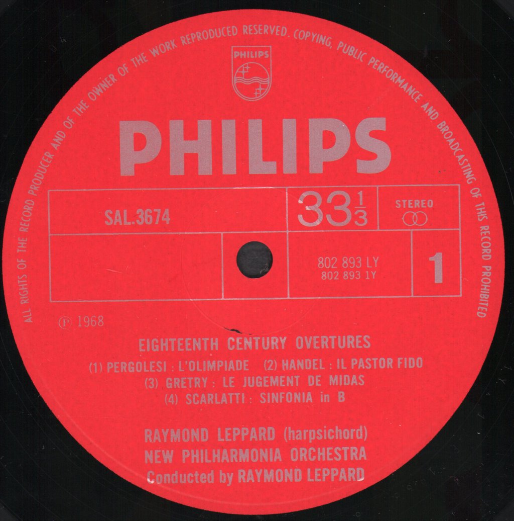 Raymond Leppard / New Philharmonia Orchestra - Eighteenth Century Overtures - Lp