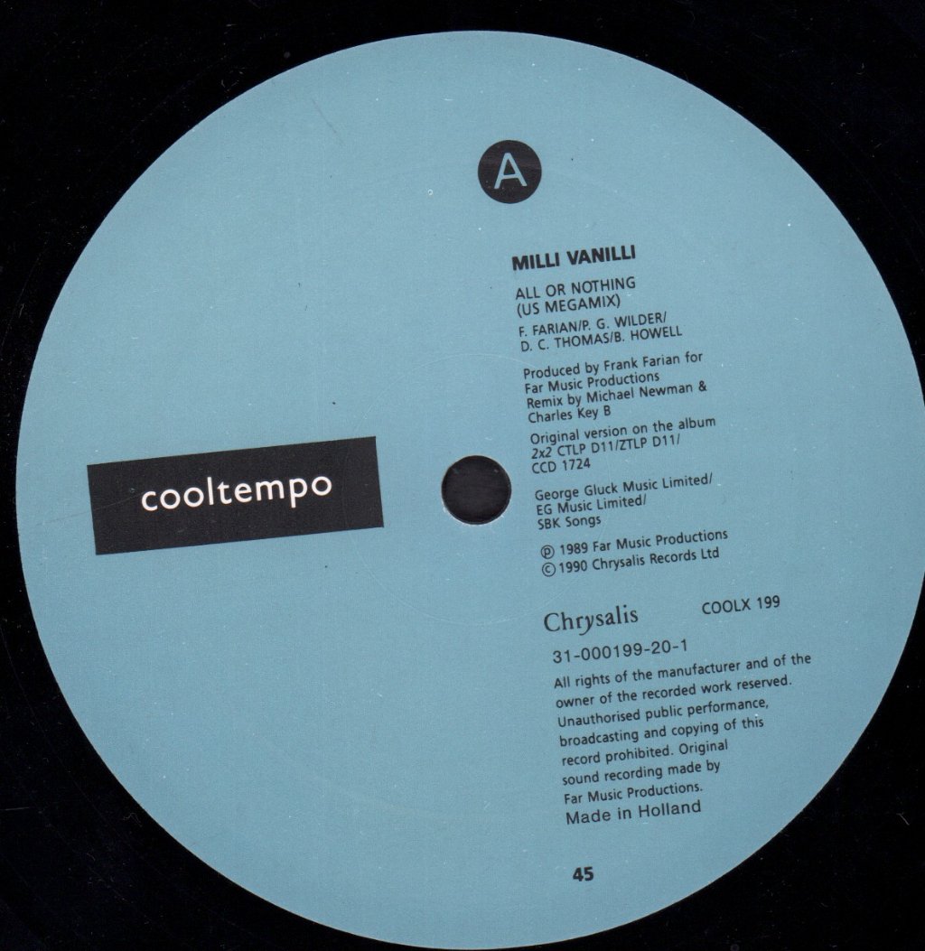 Milli Vanilli - All Or Nothing - 12 Inch