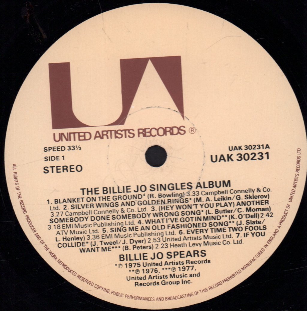 Billie Jo Spears - Billie Jo Singles Album - Lp