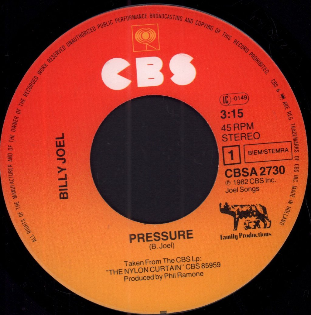 Billy Joel - Pressure - 7 Inch