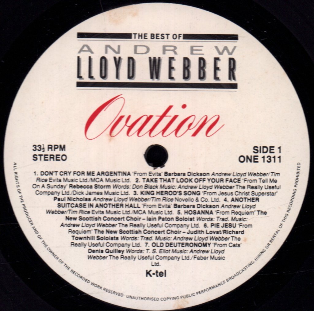 Andrew Lloyd Webber - Ovation - Lp
