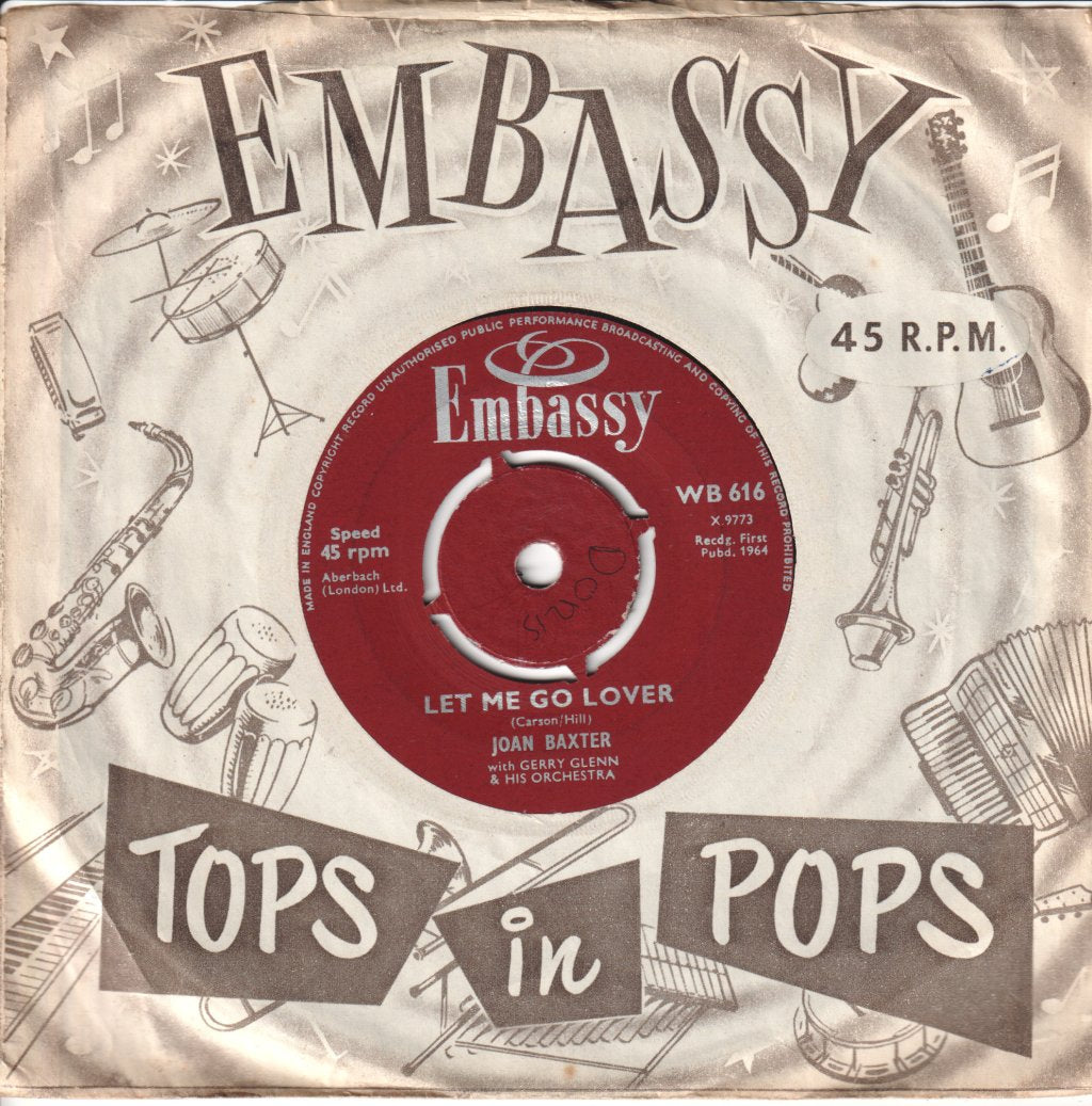 Joan Baxter With Gerry Glenn & His Orchestra - Anyone Who Had A Heart - 7 Inch
