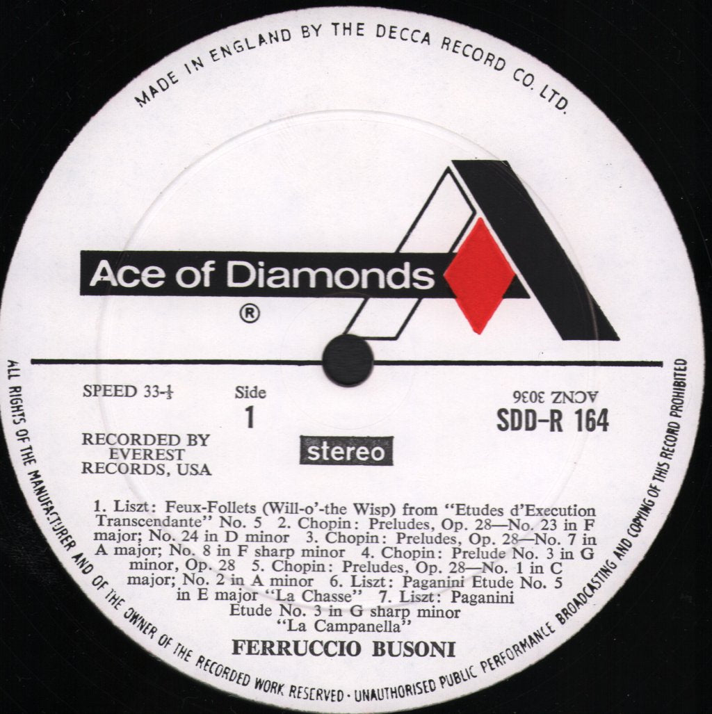 Ferruccio Busoni - Ferruccio Busoni Recital - Lp