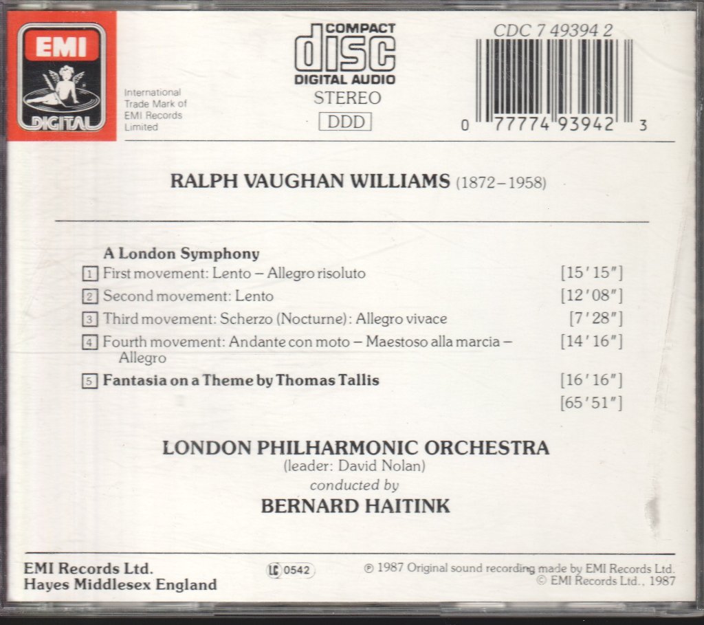 Bernard Haitink - A London Symphony / Fantasia On A Theme By Thomas Tallis - Cd