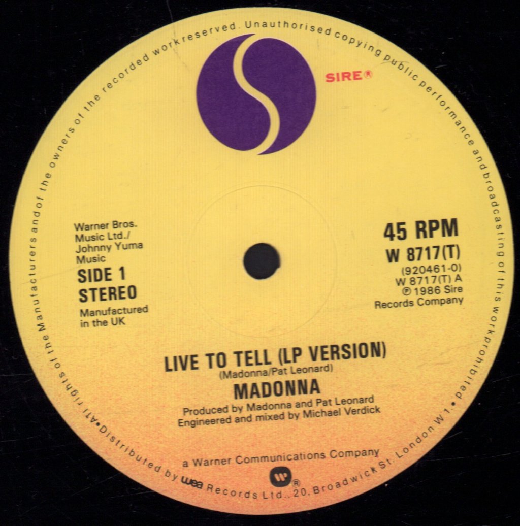 Madonna - Live To Tell - 12 Inch