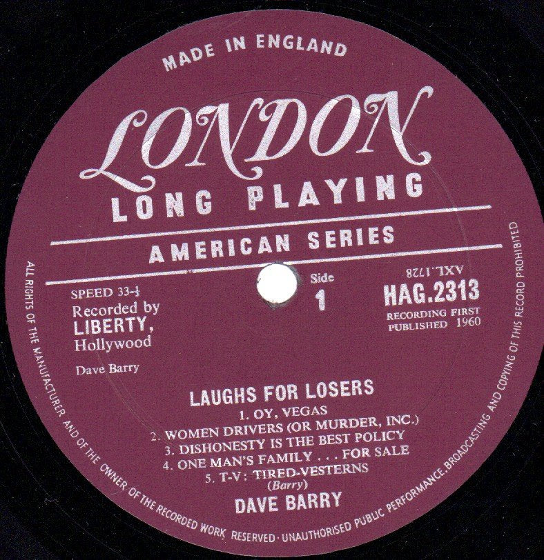 dave barry - Laughs For Losers - Lp