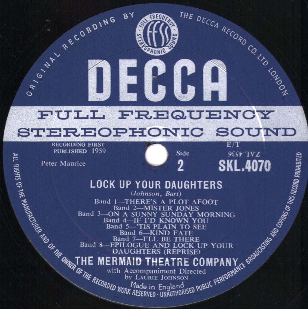 Mermaid Theatre Company - Lock Up Your Daughters - Original Cast Recording - Lp