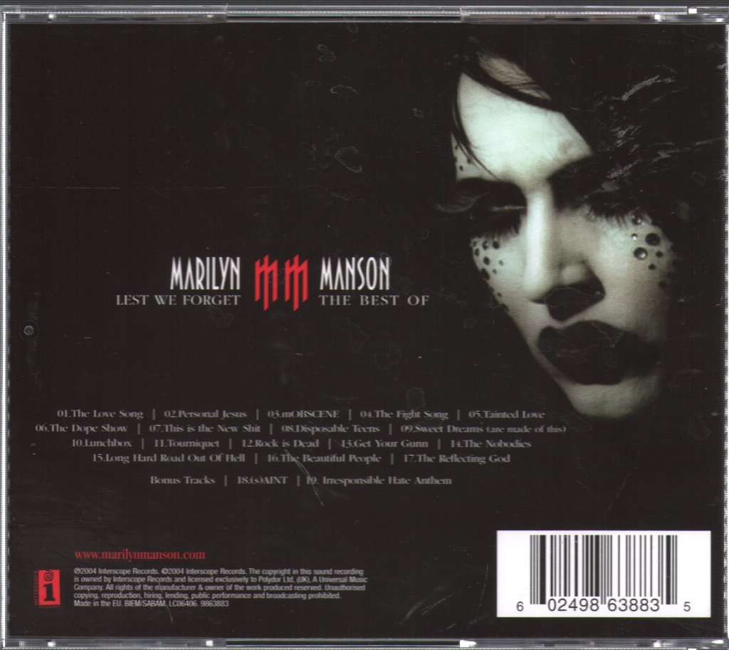 Marilyn Manson - Lest We Forget: The Best Of - Cd