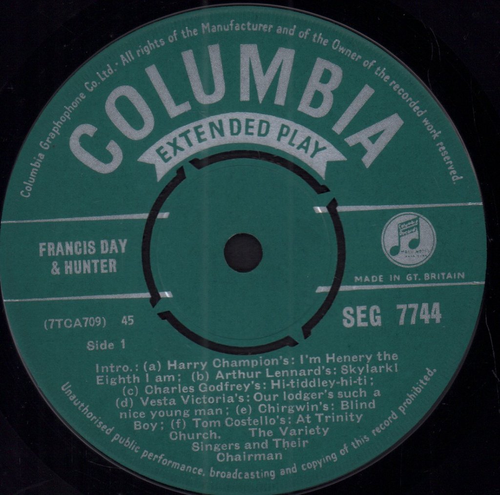 Variety Singers - An Old Time Music Hall (Second House) - 7 Inch