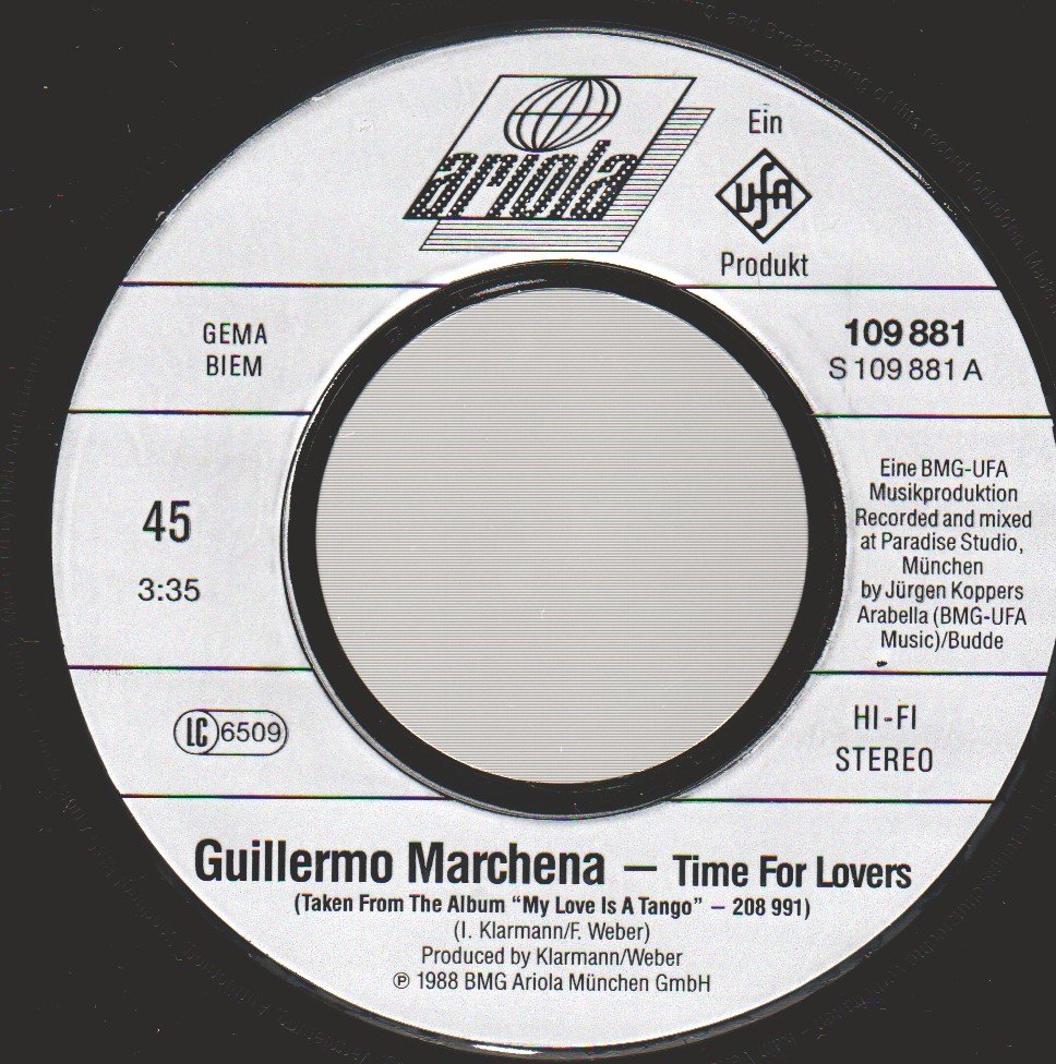 Guillermo Marchena - Time For Lovers - 7 Inch