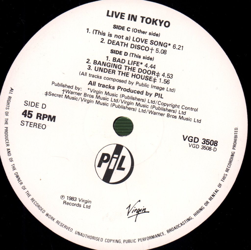 Public Image Limited - Live In Tokyo - Double Lp
