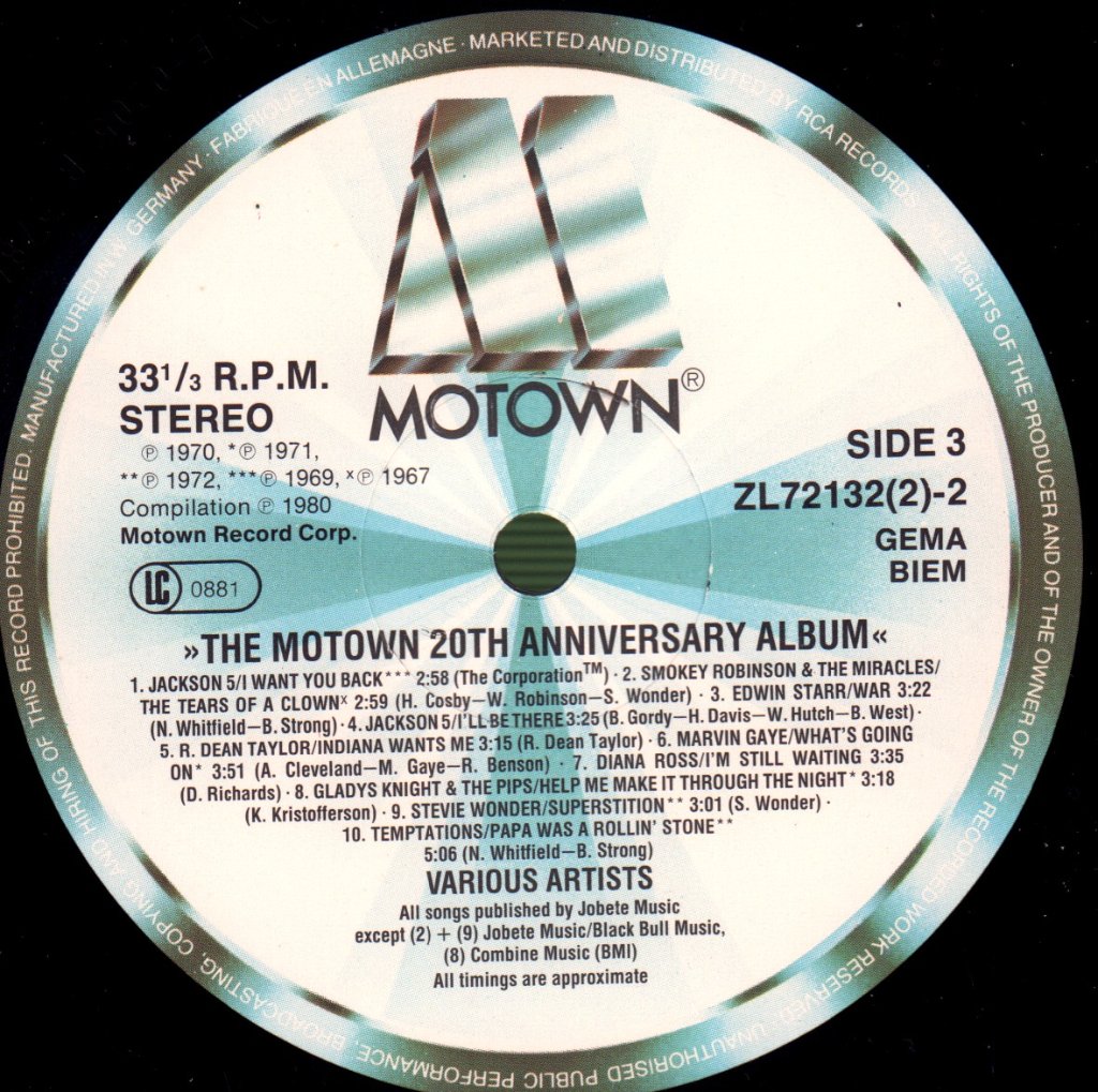 Various Artists - Motown 20th Anniversary Album - Double Lp
