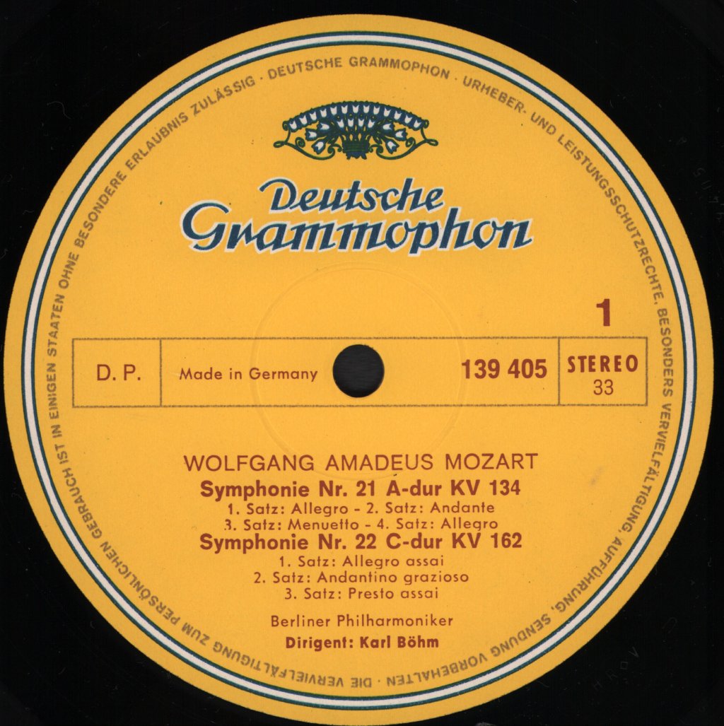 Karl Bohm / Berliner Philharmoniker - Mozart - Symphonien Nr. 21 A-Dur • Nr. 22 C-Dur • Nr. 23 D-Dur • Nr. 24 B-Dur - Lp