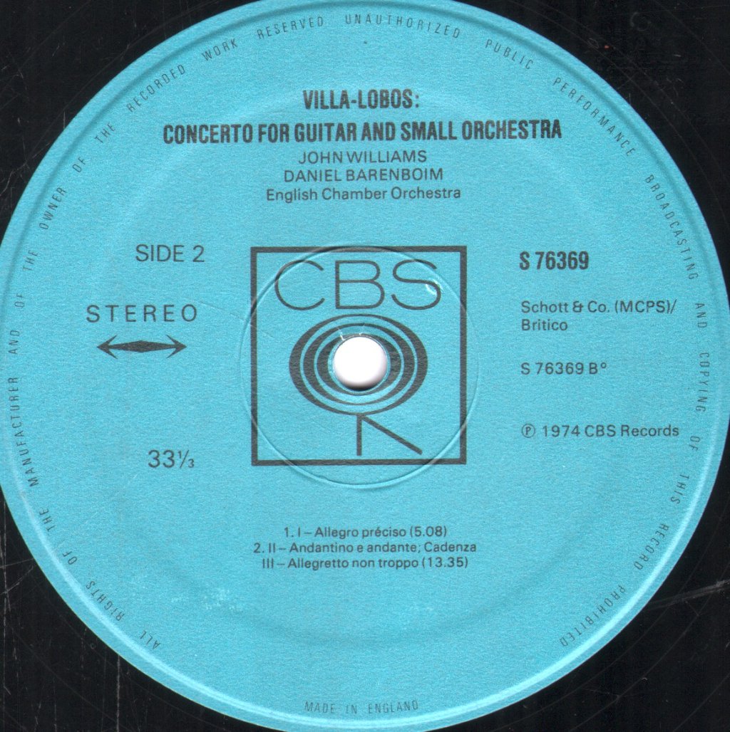 John Williams / English Chamber Orchestra / Daniel Barenboim - Rodrigo - Concierto De Aranjuez / Villa-Lobos - Concerto For Guitar - Lp