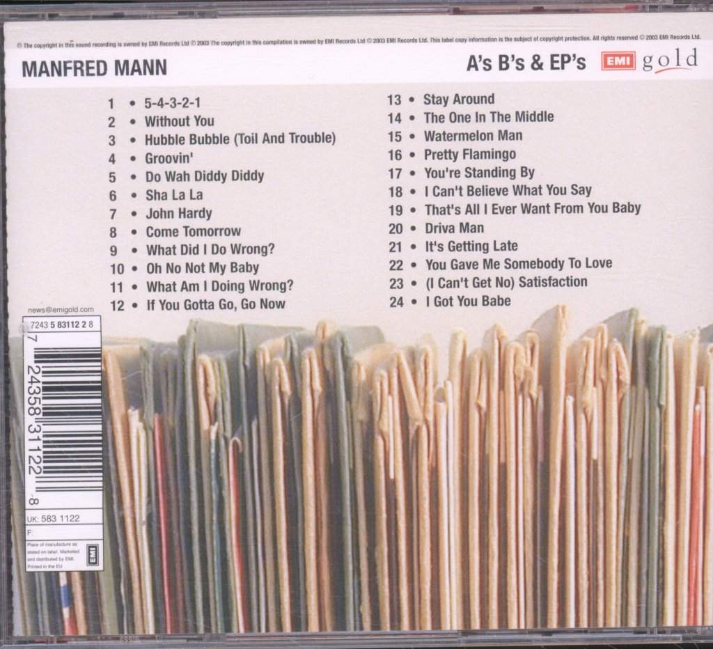 Manfred Mann - A's B's & EP's - Cd