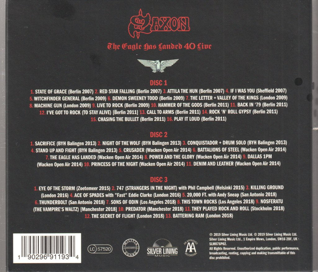 Saxon - Eagle Has Landed 40 Live - Triple Cd