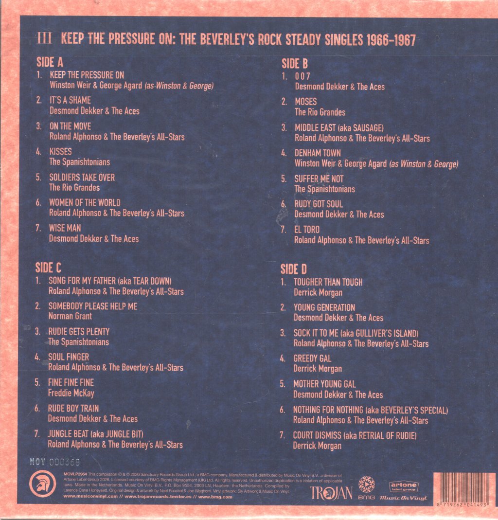 Various Artists - Keep the Pressure On: The Beverley's Rock Steady Singles 1966-1967 - Double Lp