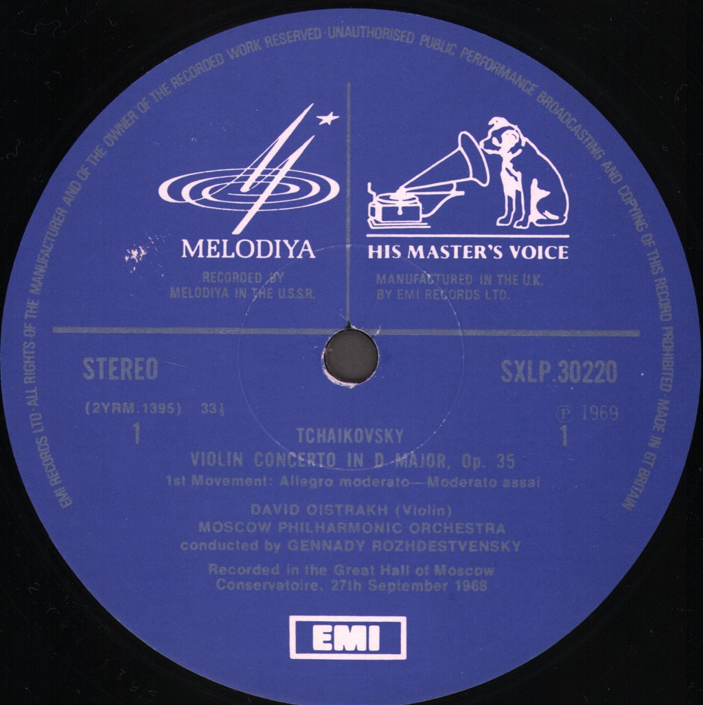 David Oistrakh / Gennady Rozhdestvensky / Moscow Philharmonic Orchestra - Tchaikovsky - Violin Concerto / Chausson - Poème - Lp
