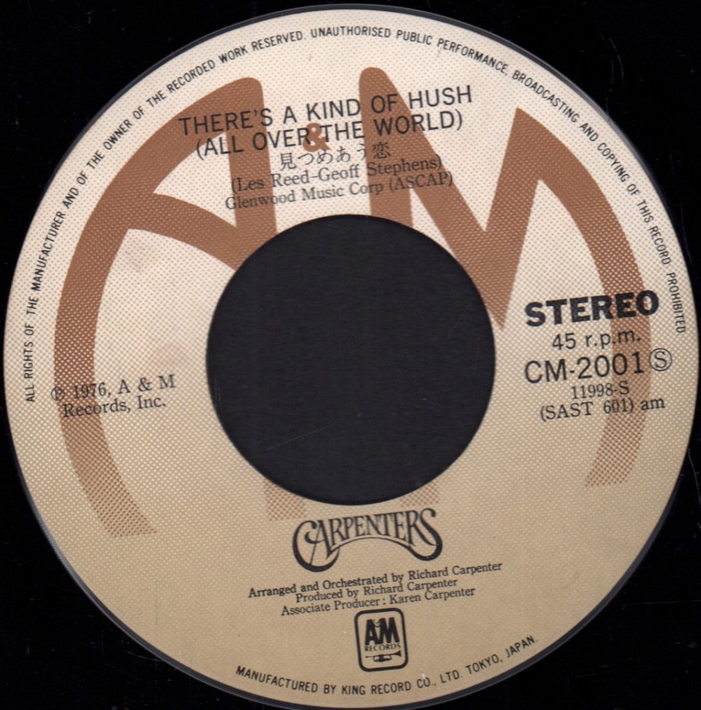 Carpenters - There's A Kind Of Hush - 7 Inch