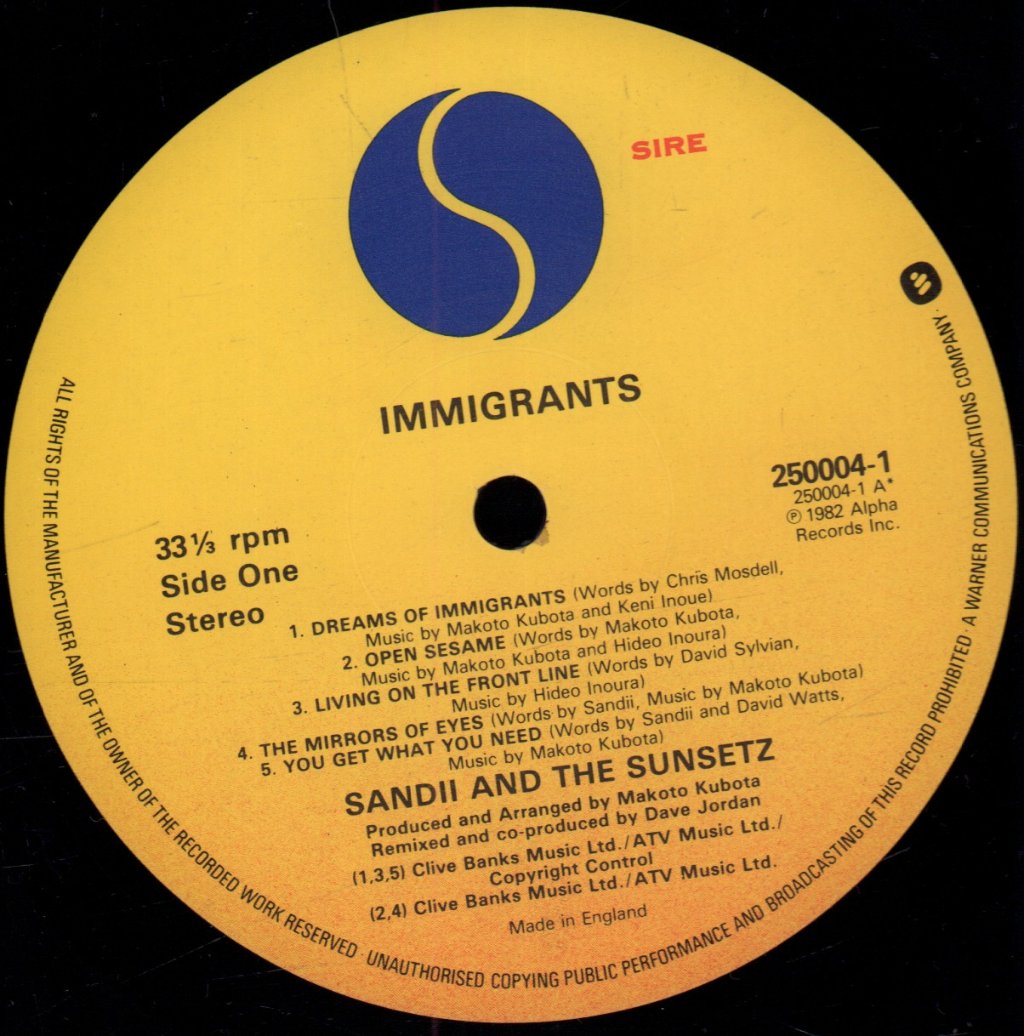 Sandii And The Sunsetz - Immigrants - Lp