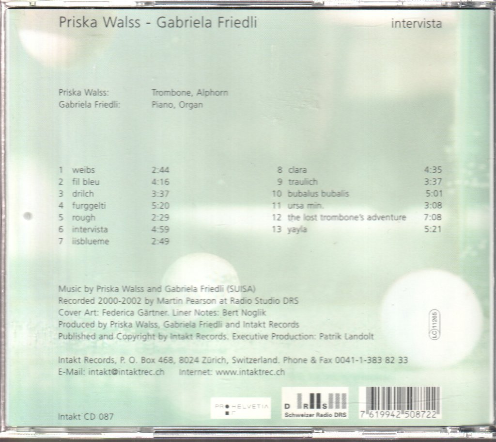 Priska Walss, Gabriela Friedli - Intervista - Cd