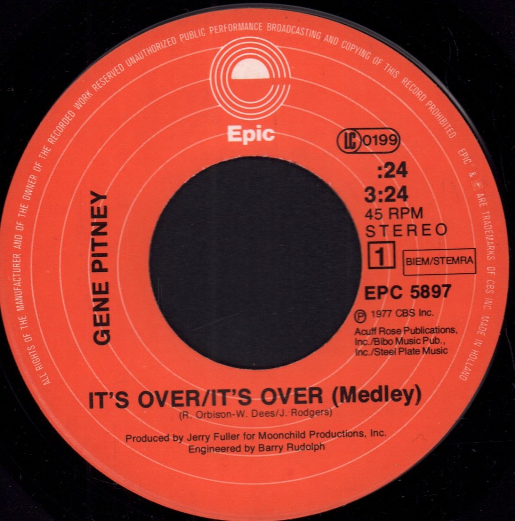 Gene Pitney - It's Over/It's Over (Medley) - 7 Inch